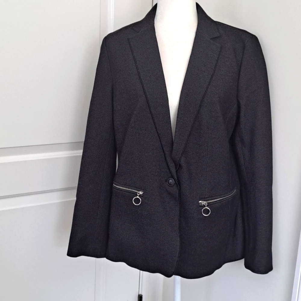 Ann Taylor Clssdic Zippered Pockrt Blazer Size Medium